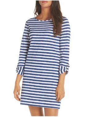 LILLY PULITZER Marlowe Blue White Stripe Pima Cotton Shift Dress XS Coastal